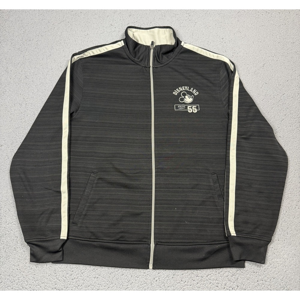 Disney Parks Disneyland Track Jacket Mens Medium Black Mickey 55 Full Zip